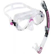 Cressi Marea and Dry Snorkel Combo Set with Carry Bag, Made in Italy (Alpha Dry, Pink)