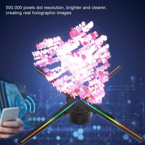  ASHATA 3D Hologram Advertising Display Fan, Upgrade Holo65 3D Hologram Fan Display 3D Holographic Advertising Machine 512 LEDs WiFi Holographic Air Fan Projector, for Trade Show,St