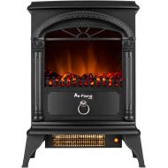 e-Flame USA Hamilton Compact Freestanding Electric Fireplace Space Heater - 3-D Wood Burning Flame (Matte Black)