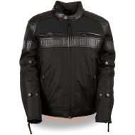 Milwaukee Leather MPM1735 Mens Black Textile Scooter Jacket with Leather Trim