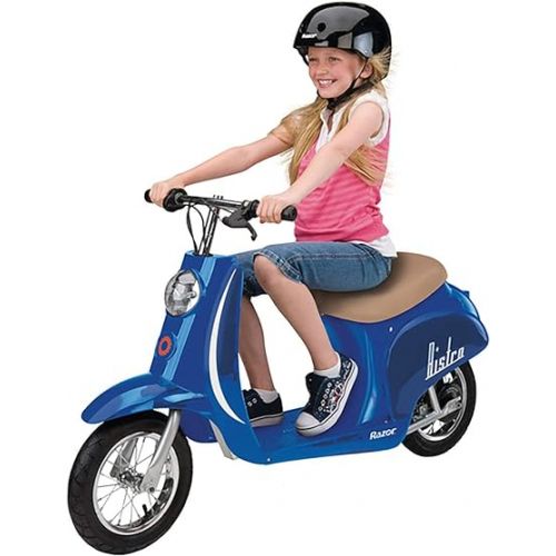 레이져(Razor) Razor Pocket Mod Miniature Euro 24V Electric Kids Ride On Retro Moped Scooter, Speeds up to 15 MPH and 10 Mile Range, for Ages 13 and Up, Blue