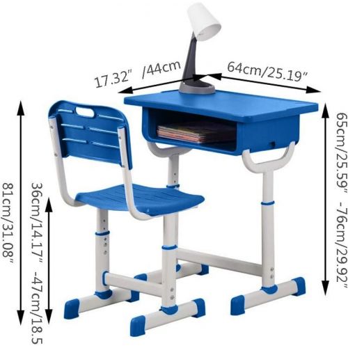  [아마존베스트]Atezch_ Kids Functional Desk and Chair Set, Height Adjustable Children School Study Desk, Metal Hook and Storage Drawer for Boys Girls, Anti-Slip (Blue)