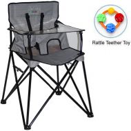 Ciao baby ciao baby - Portable High Chair with Rattle Teether Toy - Grey Check