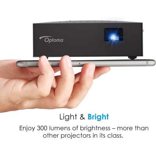  Optoma LV130 Mini Projector, Bright and Ultra Portable LED Cinema in Your Pocket, 4.5 Hour Built-in Battery, HDMI, USB, DLP Projector with Amazing Colors