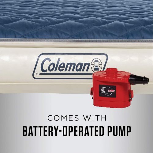 콜맨 콜맨Coleman Inflatable Airbed with Zip-On Insulated Mattress Topper & Battery-Operated Pump, Queen