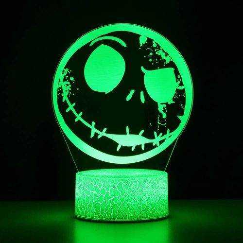  [아마존베스트]SJIAHEE Halloween Town Pumpkin King Jack Skellington 3D Illusion Night Light Gifts, Control Halloween Decor for Kids Bedroom, Creative Lighting for Kids (2 Pattern 16 Color)