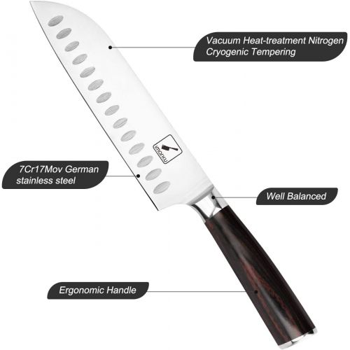  Santoku Knife - imarku 7 inch Kitchen Knife Ultra Sharp Asian Knife Japanese Chef Knife - German HC Stainless Steel 7Cr17Mov - Ergonomic Pakkawood Handle, Best Choice for Home Kitc