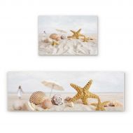 BMALL Kitchen Rug Mat Set of 2 Piece Starfish Beach Conch Seashell Ankle Shell Inside Outside Entrance Rugs Runner Rug Home Decor 19.7x31.5in+19.7x47.2in