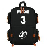 YOURNELO Boys Girls Basketball Player Multipocket Travel Bag Rucksack School Backpack Bookbag (Iverson Black)