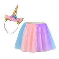 Tutu Dreams Unicorn Birthday Outfit for Girls 1-7Y Rainbow Tutu Skirt