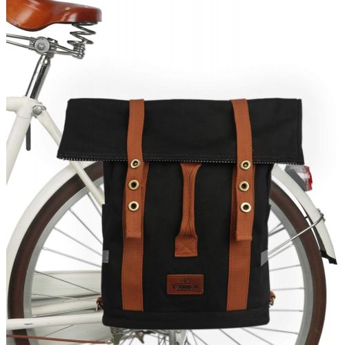  TOURBON Canvas Convertible Backpack Panniers Bicycle Cycling Bike Rear Rack Bag