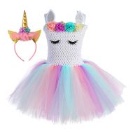 Girls Birthday Party Tutu Outfits Fluffy Unicorn Cosplay Dress Up Costume Dress
