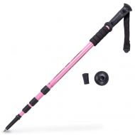 Crown Sporting Goods Trekking Pole & Walking Staff | Strong, Lightweight Aluminum | Extends up to 53 Collapses down to 23 | All-terrain: Interchangeable Carbonite Ice Pick Tip, Rubber Asphalt Tip, and