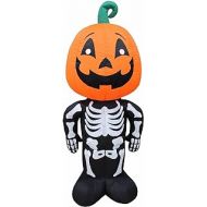 Great 4 Foot Halloween Inflatable Pumpkin Head Skeleton Blowup Outdoor Yard Decoration