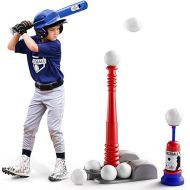 TEMI Baseball Tee, T Ball Set for Toddlers, Includes 6 Balls, Teeball Batting Tee,Pitching Machine, Outdoor Sport Toy Games for Boys & Girls, Kids Ages 3-12 Years