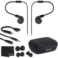 Audio-Technica ATH-E40 E-Series Professional in-Ear Monitor Headphones + Headphone Extension Cable + TRS to Dual 3.5 mm TRSF Y Cable + Cleaning Cloth - Deluxe Bundle