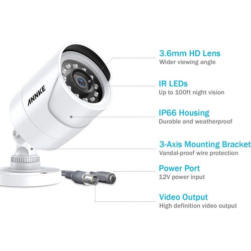  ANNKE 4 Packed 2.0MP 1080P 1920TVL Security Camera Kits, HD TVI Add-on Outdoor CCTV Cameras, IR Night Vision, Weatherproof Housing, Home Surveillance Security Bullet Cam
