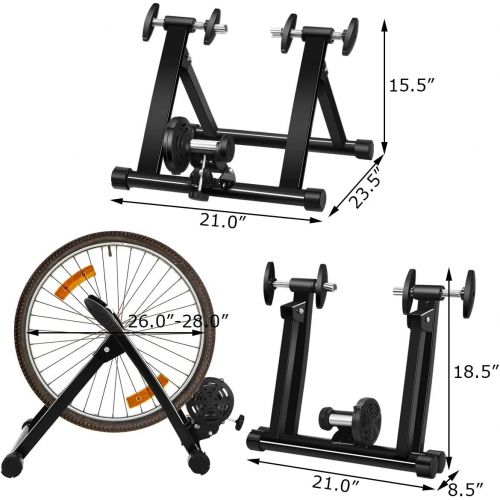 [아마존베스트]Goplus Bike Trainer Stand, Indoor Steel Exercise Bicycle Trainers with Fluid Flywheel, Quick Release & Double Locking System, Magnetic Bicycle Stationary Stand for 26’’ - 28’’ Whee