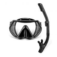 BNSDMM Snorkel Set-Snorkel Mask with Anti-Fog Panoramic Tempered Glass and Purge Valve Anti-Leak Dry Top Snorkel Professional Snorkeling Mask for Adults Youth