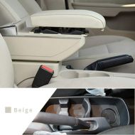 Maite Car Armrest Box Cover Center Console Armrest Box Oversized Storage Space Built-in LED Light, Removable Ashtray with Water Cup Holder for KIA K2 RIO 2011-2016 Beige