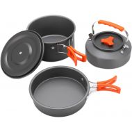 Shanrya Camping Cookware, Camping Pots and Pans Set Aluminum Alloy Comfortable Grip Camp Kitchen Equipment for Camping