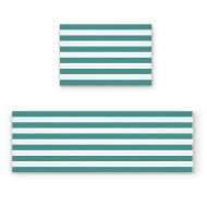 BMALL Kitchen Rug Mat Set of 2 Piece Teal Green and White Stripe Inside Outside Entrance Rugs Runner Rug Home Decor 19.7x31.5in+19.7x47.2in