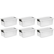 MRT SUPPLY 6 Pack 18 Quart Ultra Latch Storage Box w/White Lid & See-Through Base with Ebook
