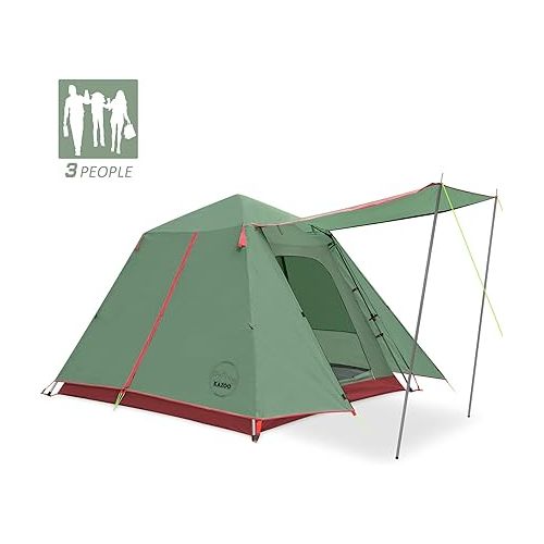  KAZOO Camping Tents 3 Person Waterproof Instant Tents 3 People Cabin Tent Easy Setup with Sun Shade Automatic Aluminum Pole