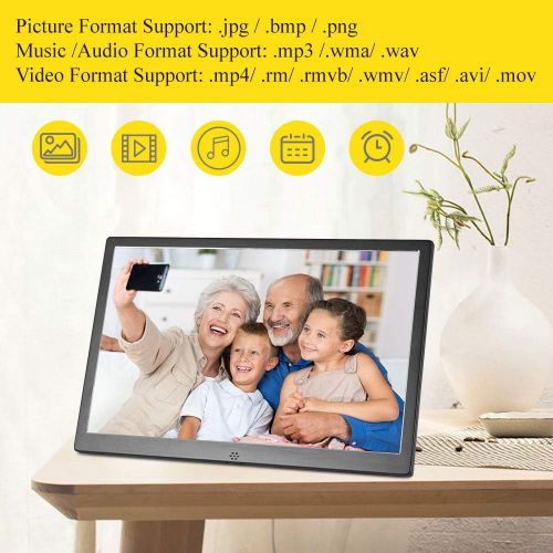  [아마존베스트]Jaihonda 12 Inch Metal Digital Picture Photo Frames Photo Video Players 1280 x 800 Resolution with Remote Control, USB/SD/MMC/MS Card Port, Calendar/Clock/Multi-Languages Electronic Photo P