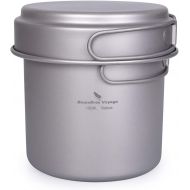 usharedo Titanium Pot Pan Set with Folding Handle Outdoor Camping Soup Pot Bowl Frying Pan Mess Kit Picnic Cookware