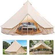 JTYX Bell Tent Indian Tent Diameter 3M/4M/5M/6M Cotton Canvas Large Family Tents 4 Season Outdoors Yurt Bell Tent Glamping for Camping, 400X400X250CM