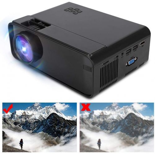  ASHATA Projector, 1500 Lumens 4K HD Video Projector 150 Home Cinema LCD Movie Projector with Remote Control Support 1080P HDMI VGA AV USB Bluetooth WiFi for Android - Black (US)