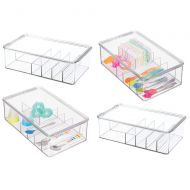 MDesign mDesign Stackable Plastic Storage Organizer Container for Kitchen Cabinets, Pantry, Countertops - Holds Kids, Child/Toddler Mealtime Sets, Small Accessories - 6 Sections - BPA Free