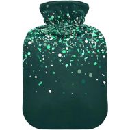 Hot Bottle Water Bag Velvet Transparent 2L fashy ice Pack for Hot and Cold Therapies Green Glitter