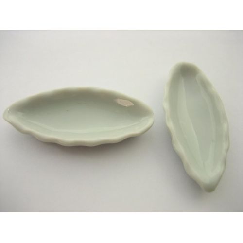  Wonder Miniature 6 Leaf Oblong White Plates Dish Dollhouse Miniatures Ceramic Kitchenware 12796