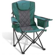 ARROWHEAD OUTDOOR Portable Folding Camping Quad Chair w/ 6-Can Cooler, Cup & Wine Glass Holders, Heavy-Duty Carrying Bag, Padded Armrests, Headrest & Seat, Supports up to 450lbs, U