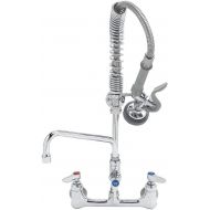 T&S Brass MPZ-8WLN-06 Mini Pre Rinse Faucet. 8 Wall Mount with 6 Swing Nozzle, Lever Handles, and Wall Bracket