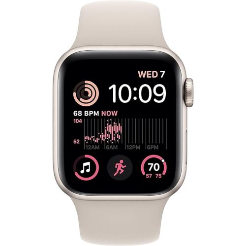 애플 Apple Watch SE (2nd Gen) (GPS + Cellular, 40mm) - Starlight Aluminum Case with Starlight Sport Band, M/L (Renewed)