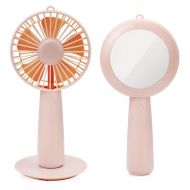 ESUMIC Handheld Portable Mirror USB Rechargeable Desk Cooling Fan Air Contioner Office Table Cooling Fan for Home Office Traveling Camping (Pink)