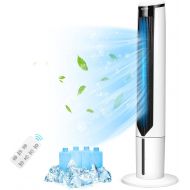 COSTWAY Evaporative Cooler, Include Remote Control, 4 Ice Packs, Portable Bladeless Cooler with 3 Modes, 3 Speeds, 9H Timer, LED Display, Air Cooler for Indoor Use, Bedroom (White)