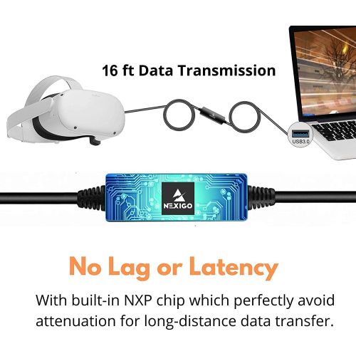  [아마존베스트]NexiGo 16FT Oculus Link Cable with Signal Amplifier, 2021 Upgraded USB 3.2 Gen1 Type C to A, Fast Charging & High-Speed Data Transfer (up to 5Gbps), Compatible with Quest 1 and 2 H
