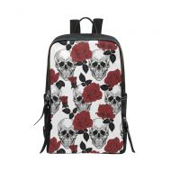 InterestPrint Unisex School Bag Casual Shoulders Backpack Funny Sugar Skulls Art Painting Travel Backpacks 15 Inch Laptop Bag for Women Men Boys Girls