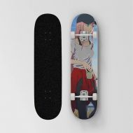 Wsjdmm Anime Skateboard for Darling in The FRANXX 02 Zero Two, Pro Skateboard - Double Kick Skateboards for Adults 7 Layer Canadian Maple Wood Tricks Skateboard