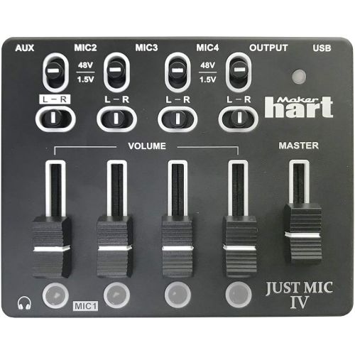  [아마존베스트]Maker hart Maker Hard Just Mic 4 Mini Microphone Mixer 4 Channels/Portable Phantom Power/Audio Interface