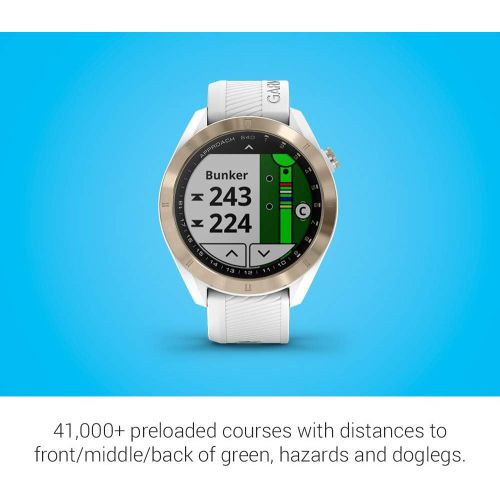 가민 [아마존베스트]Garmin Approach S40, Stylish GPS Golf Smartwatch, Lightweight With Touchscreen Display, White/Light Gold
