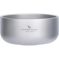 Boundless Voyage 420ml Titanium Double Walled Bowl for Adult Children Ultralight Portable Soup Rice Food Bowl Outdoor Camping Durable Metal Tableware Ti1084T