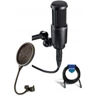 Audio Technica AT2020 Condenser Studio Microphone Bundle with Pop Filter and XLR Cable