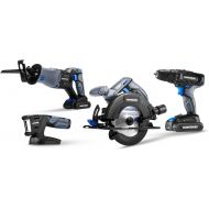Hammerhead 20V Cordless 4-Tool Combo Kit: Drill, Reciprocating Saw, Circular Saw and LED Light with Two 1.5Ah Batteries and Charger - HCC2040