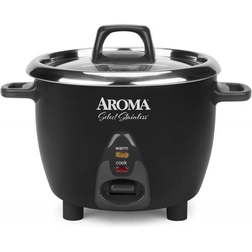  [아마존베스트]Aroma Housewares Select Stainless Rice Cooker & Warmer with Uncoated Inner Pot, 6-Cup(cooked)/ 1.2Qt, ARC-753SGB, Black