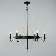 UNITARY Unitary Brand Antique Metal Black Crystal Wheel Candle Chandelier with 6 E12 Bulb Sockets 240W Painted Finish